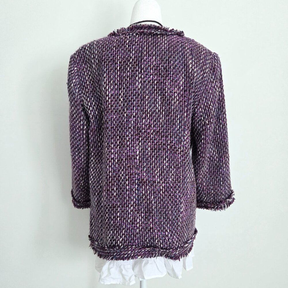 Vintage Purple Tweed Jacket Sz 12 Multicolor Y2K Alfred Dunner Old‎ Money Preppy - Picture 6 of 16